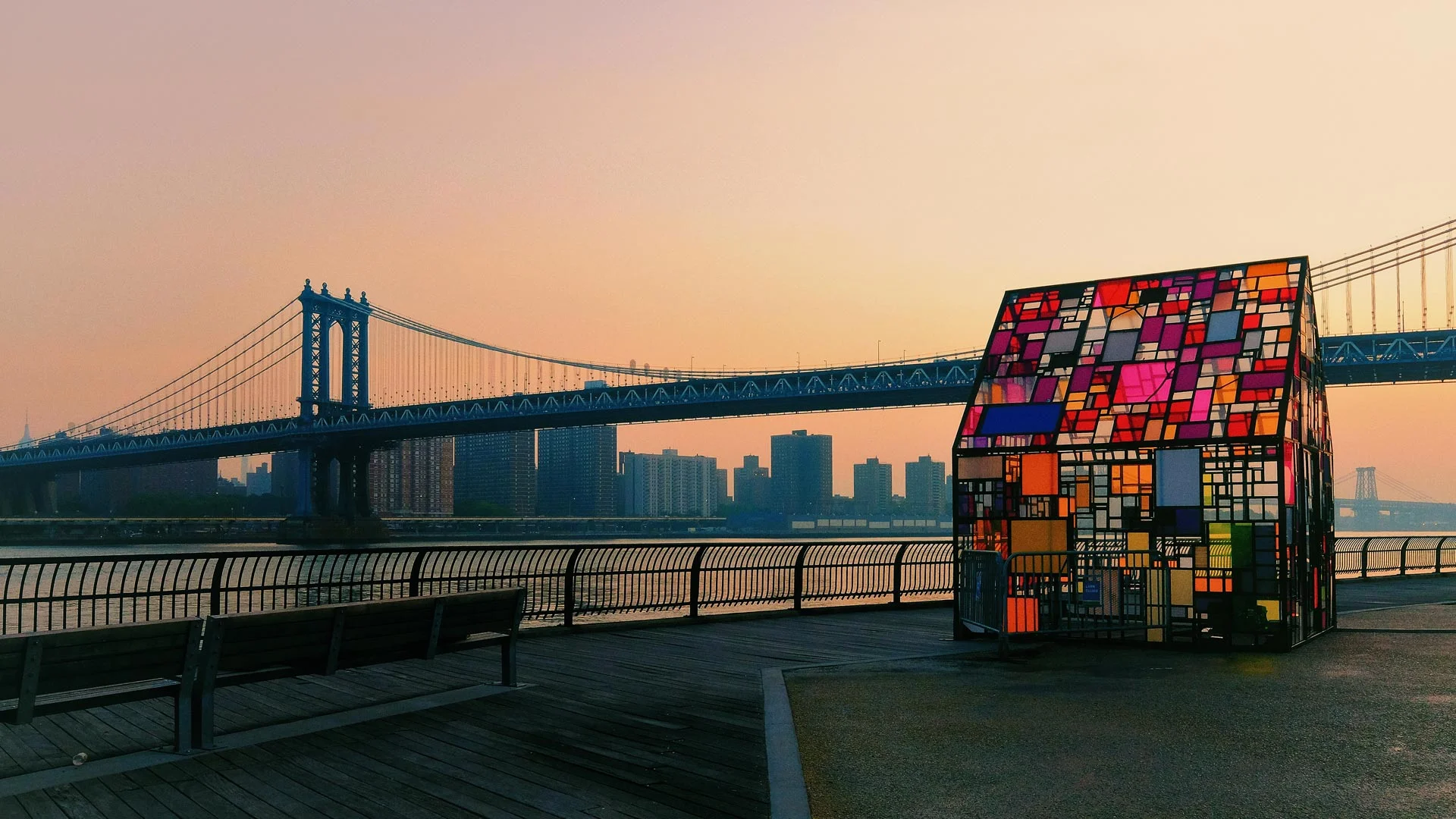 ‘Kolonihavehus, 2010’ by Tom Fruin, in Brooklyn Bridge Park, Brooklyn, New York