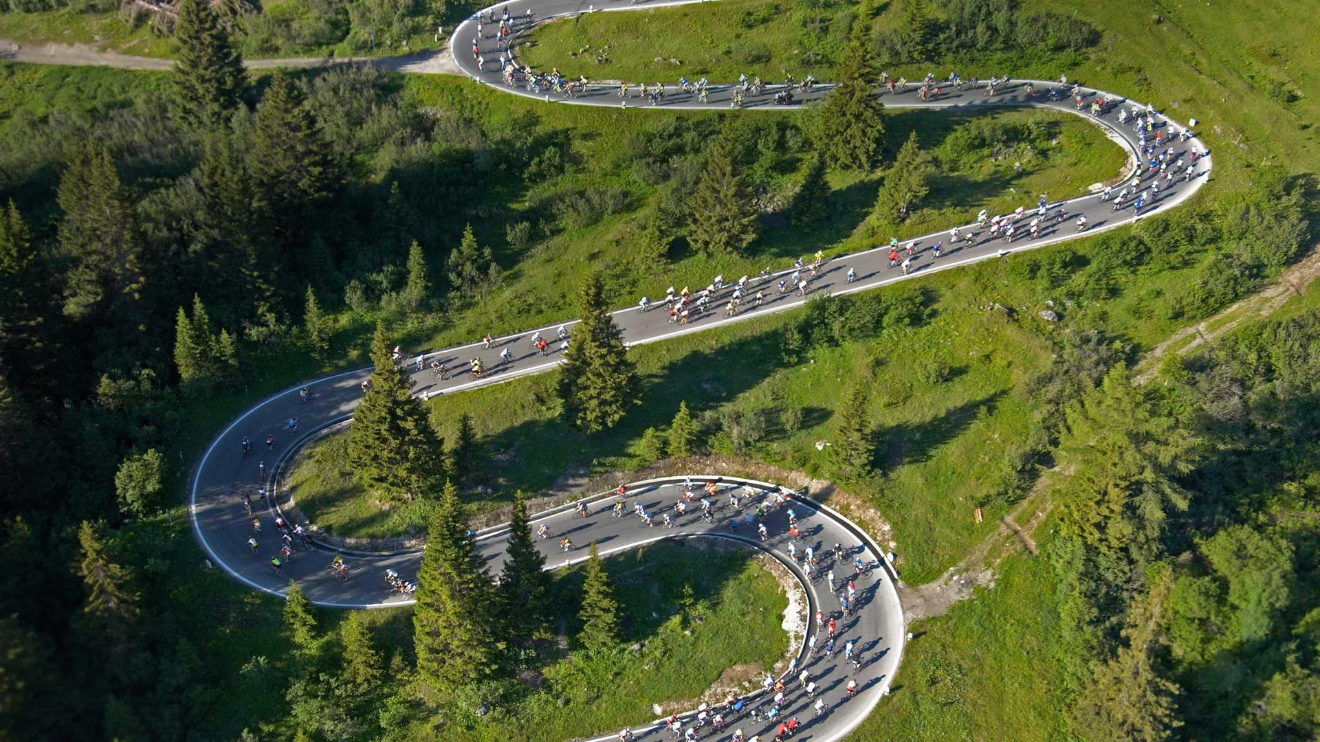 The Maratona dles Dolomites bicycle race in Italy
