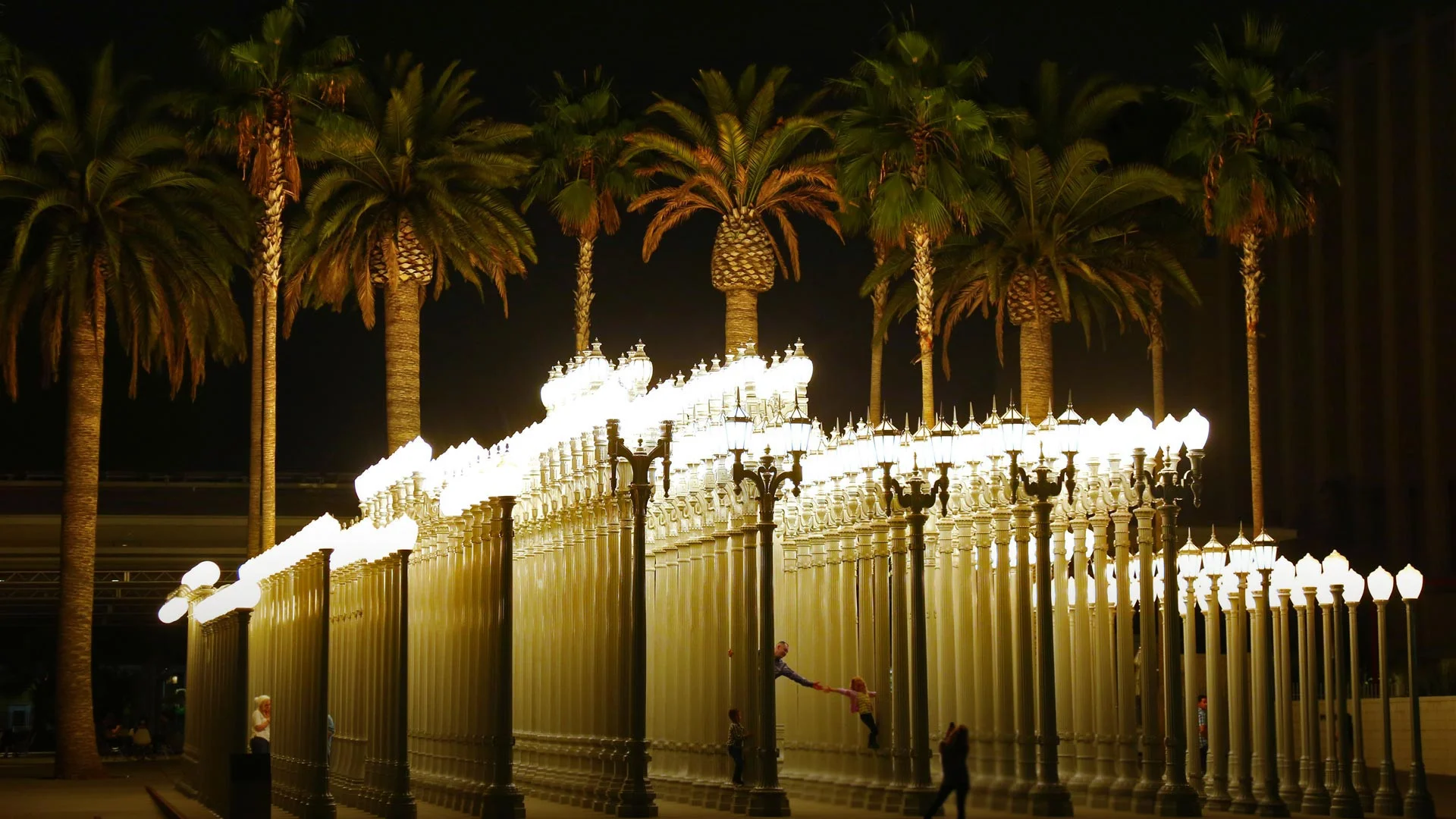 At the Wilshire Boulevard entrance to the Los Angeles County Museum of Art, Los Angeles, California
