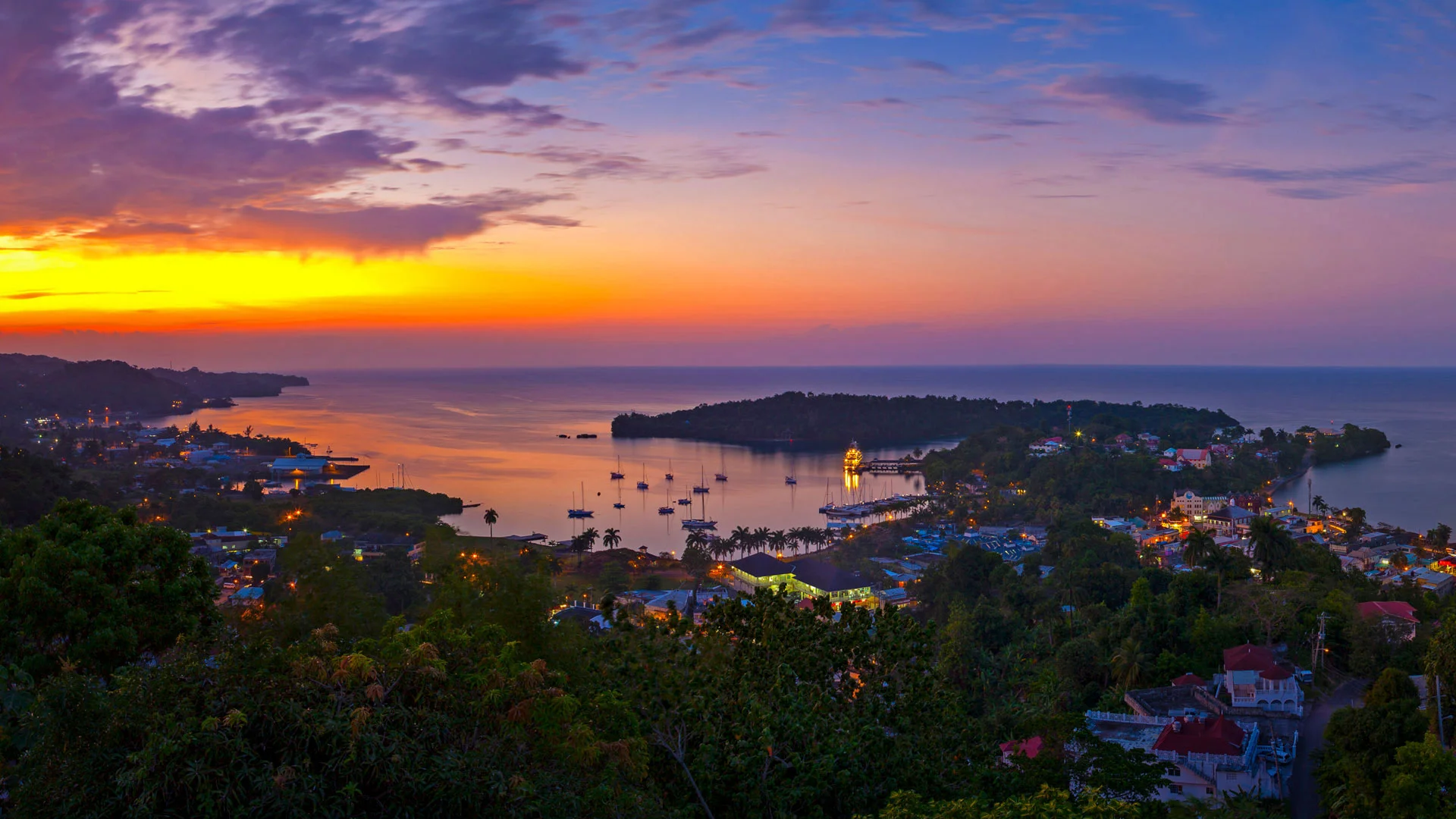 View of Port Antonio in honor of Jamaica Independence Day