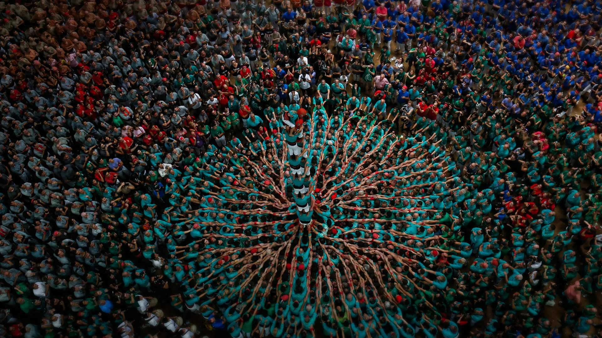 Performers at the 26th Human Tower Competition in Tarragona, Spain