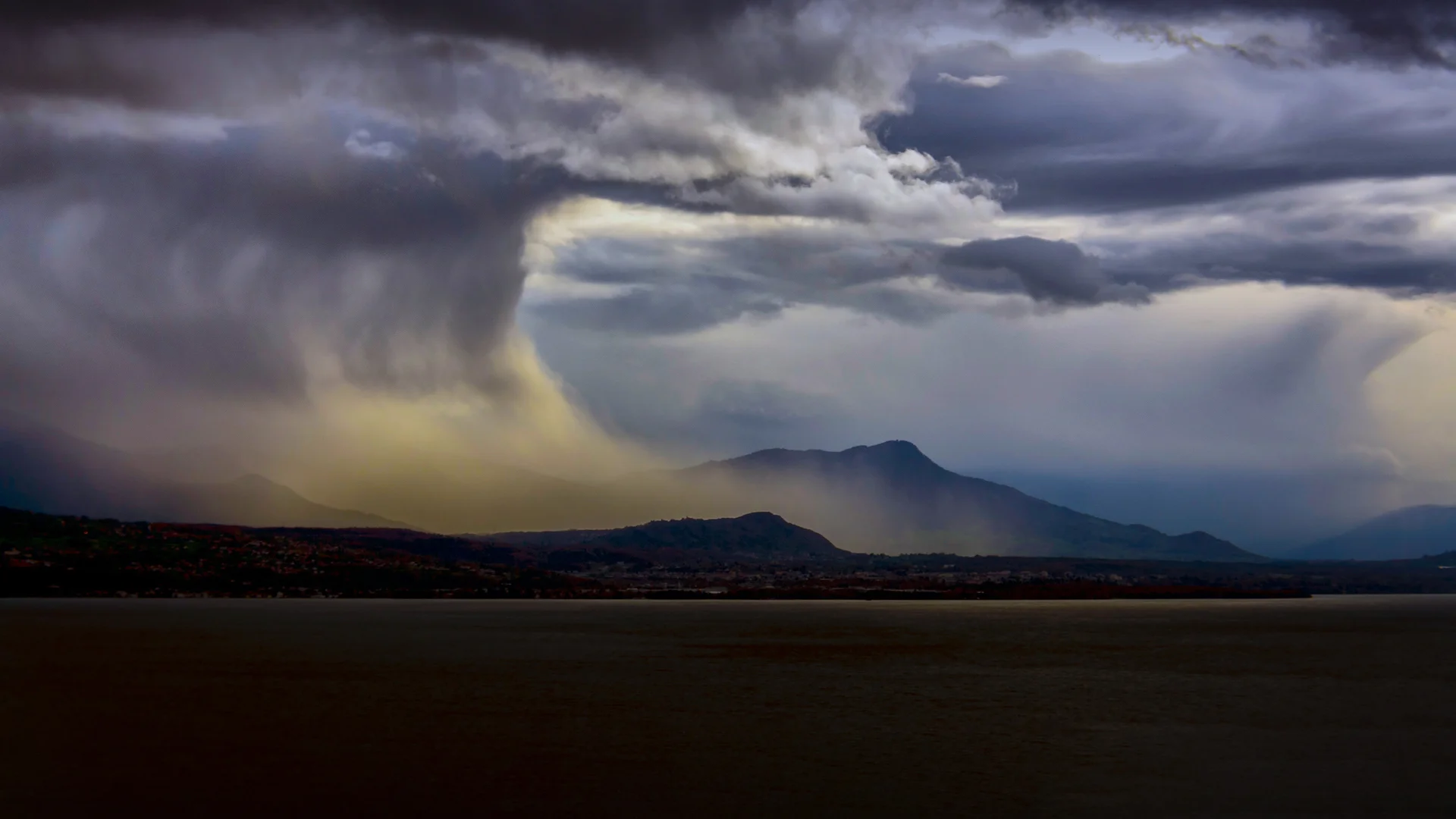 Stormy sky over Lake Geneva in Lausanne, Switzerland