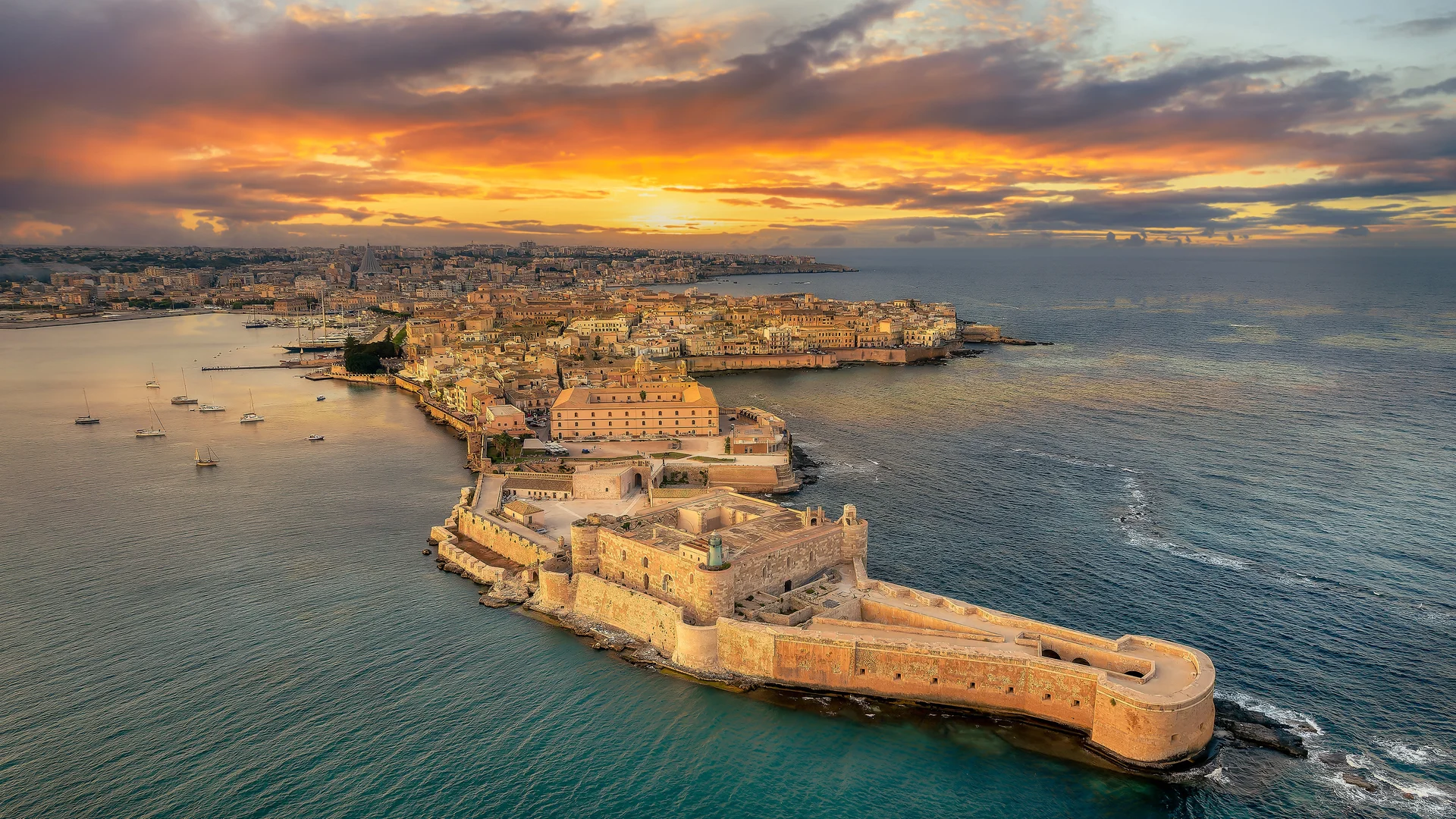 Syracuse at sunset, Sicily, Italy