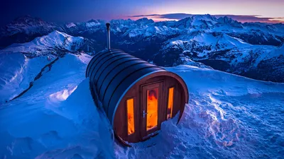 Sauna on Monte Lagazuoi in the Dolomites of Italy