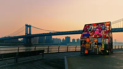 ‘Kolonihavehus, 2010’ by Tom Fruin, in Brooklyn Bridge Park, Brooklyn, New York