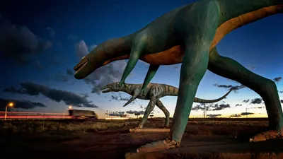 Concrete dinosaurs along Old Route 66 in Holbrook, Arizona