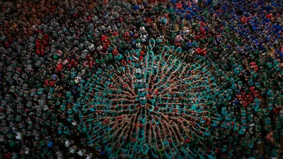 Performers at the 26th Human Tower Competition in Tarragona, Spain