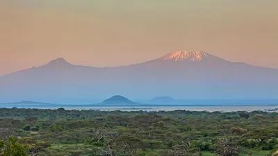 Mount Kilimanjaro seen from Chyulu Hills National Park in Kenya for Mountain Day