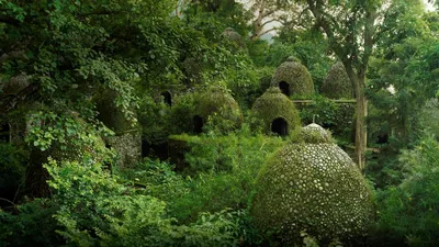 Meditation domes at the Beatles Ashram in Rishikesh, India