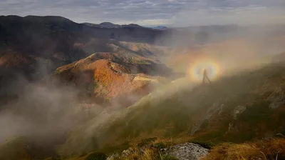 Brocken spectre in Central Balkan National Park, Bulgaria