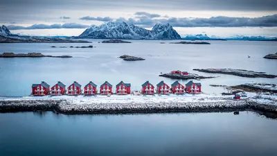 Traditional rorbu houses, Svolvaer, Lofoten Islands, Norway
