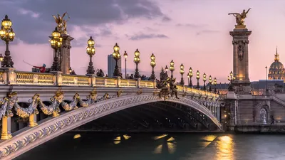 Pont Alexandre III at twilight, Paris, France