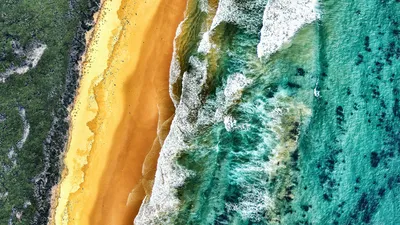 Aerial view of land and ocean, Victoria, Australia
