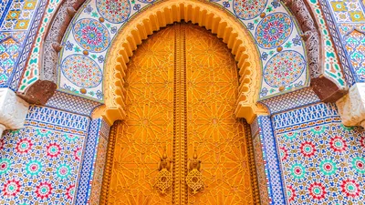 Decorated gate of the Royal Palace of Fez, Morocco