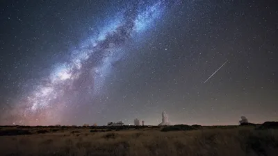 Perseid meteors over Teide Observatory, Tenerife, Spain